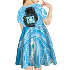 Australia Mother's Day Kid Short Sleeve Dress Best Mum Ever Blue Version