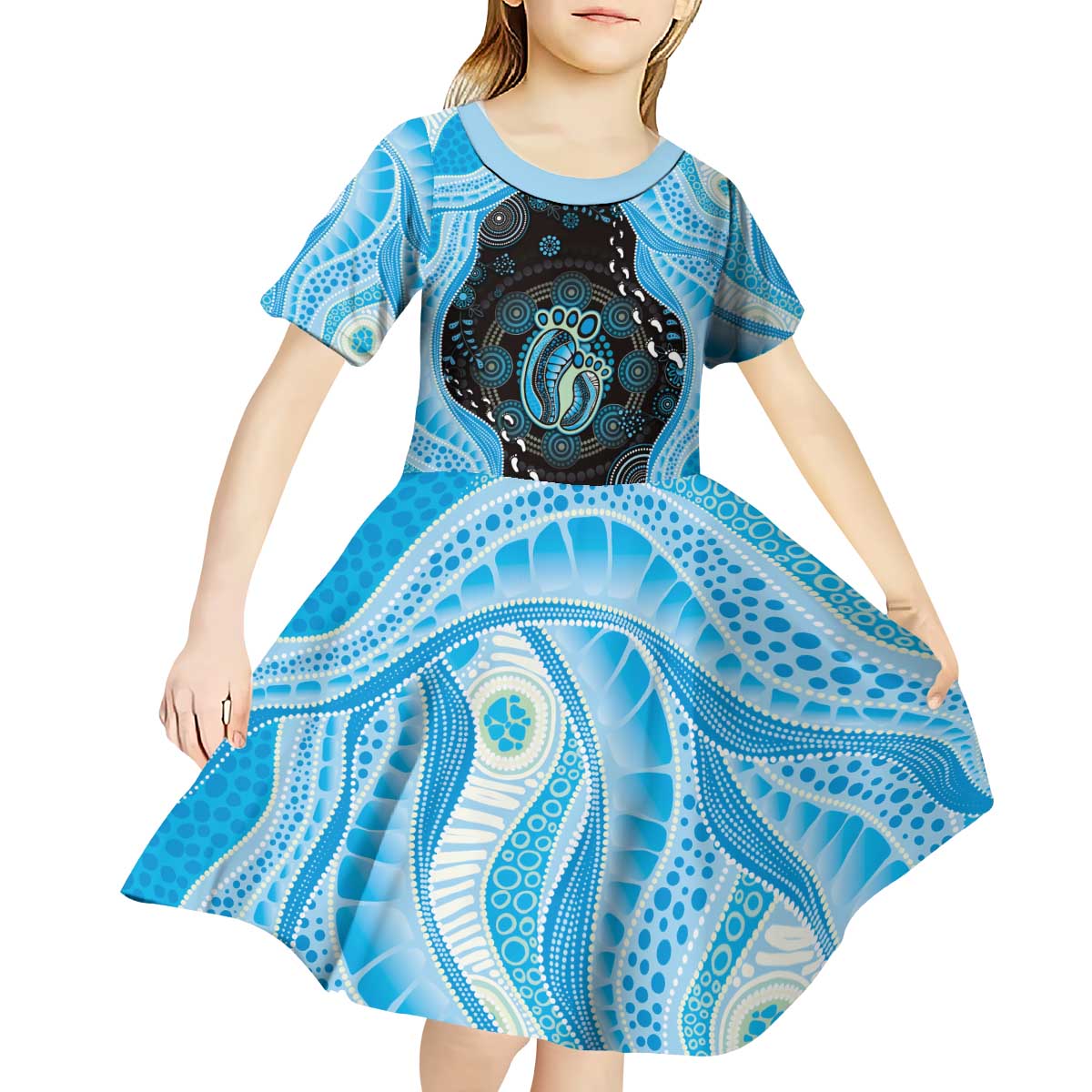 Australia Mother's Day Kid Short Sleeve Dress Best Mum Ever Blue Version