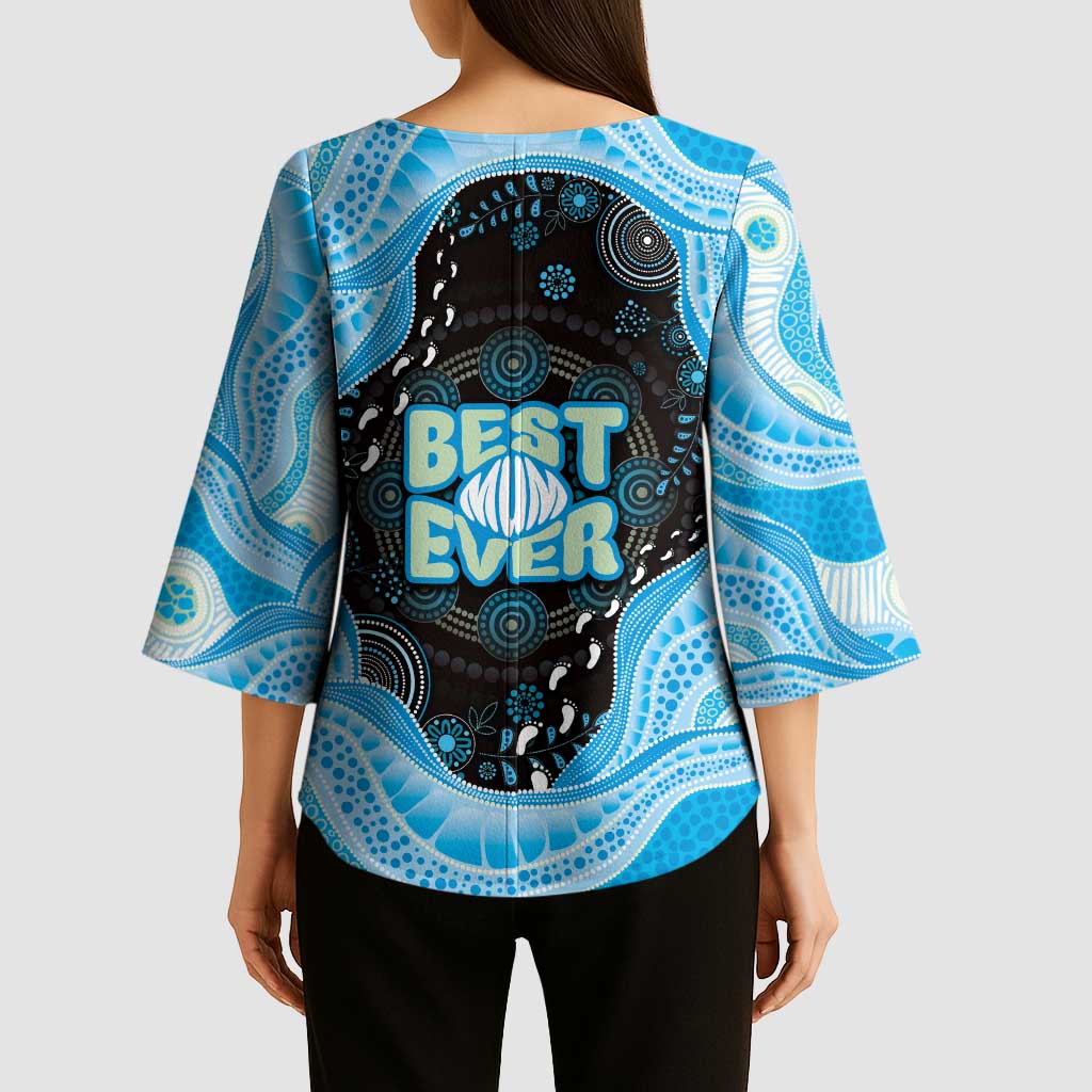Australia Mother's Day Kimono Sleeve Blouse Best Mum Ever Blue Version