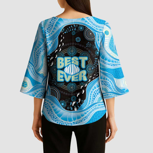 Australia Mother's Day Kimono Sleeve Blouse Best Mum Ever Blue Version