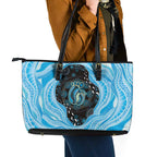 Australia Mother's Day Leather Tote Bag Best Mum Ever Blue Version