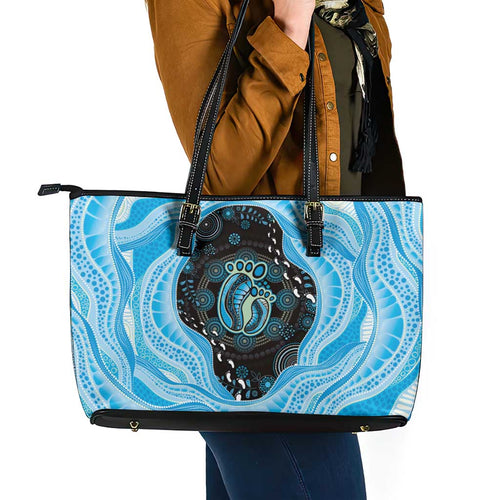 Australia Mother's Day Leather Tote Bag Best Mum Ever Blue Version