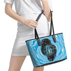 Australia Mother's Day Leather Tote Bag Best Mum Ever Blue Version