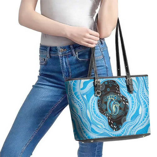 Australia Mother's Day Leather Tote Bag Best Mum Ever Blue Version