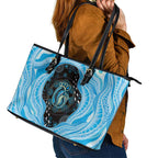 Australia Mother's Day Leather Tote Bag Best Mum Ever Blue Version