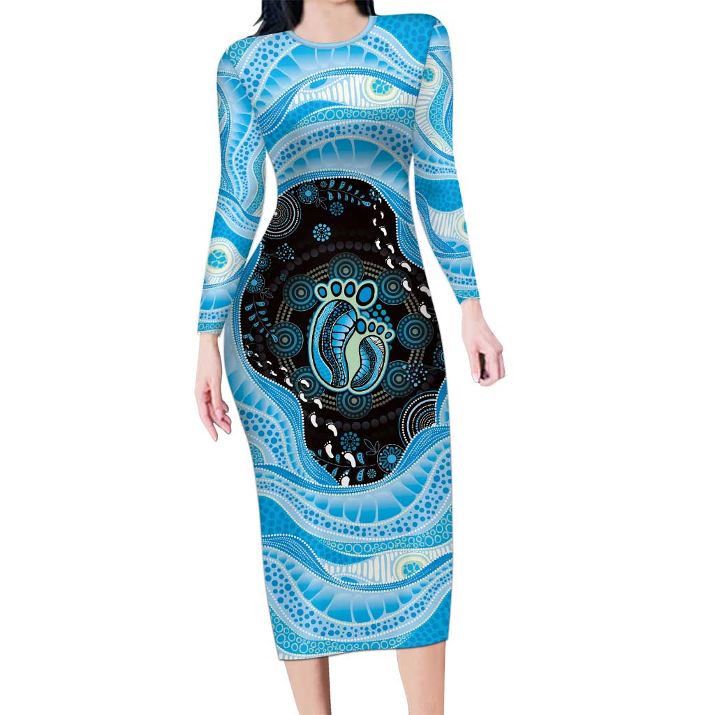 Australia Mother's Day Long Sleeve Bodycon Dress Best Mum Ever Blue Version
