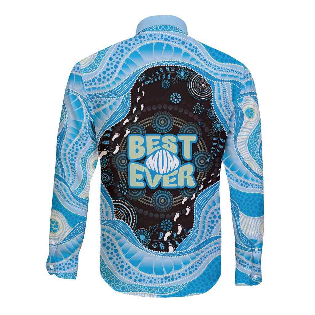 Australia Mother's Day Long Sleeve Button Shirt Best Mum Ever Blue Version