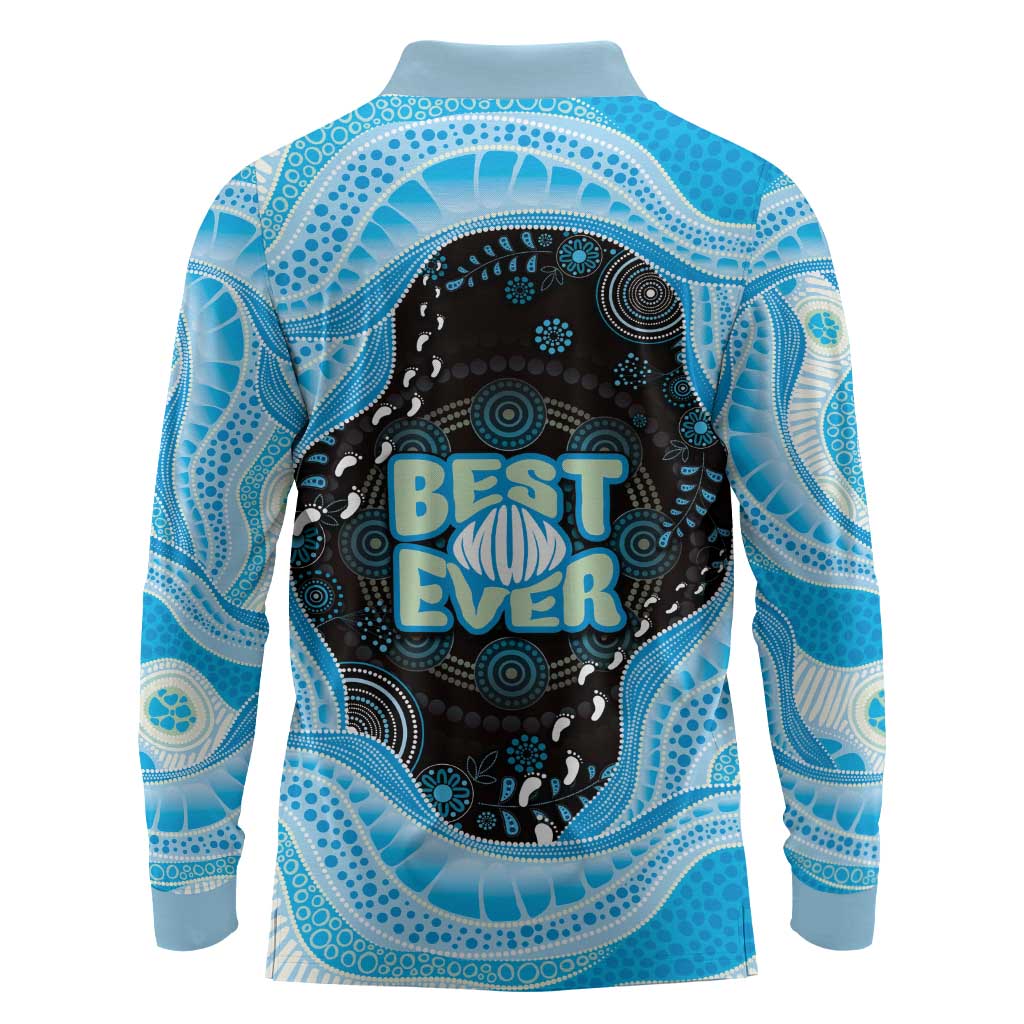 Australia Mother's Day Long Sleeve Polo Shirt Best Mum Ever Blue Version