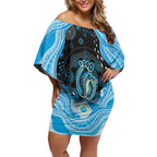 Australia Mother's Day Off Shoulder Short Dress Best Mum Ever Blue Version
