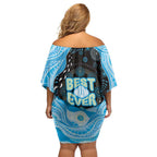 Australia Mother's Day Off Shoulder Short Dress Best Mum Ever Blue Version