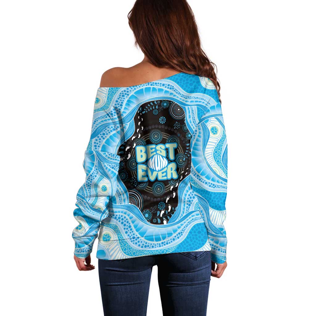 Australia Mother's Day Off Shoulder Sweater Best Mum Ever Blue Version