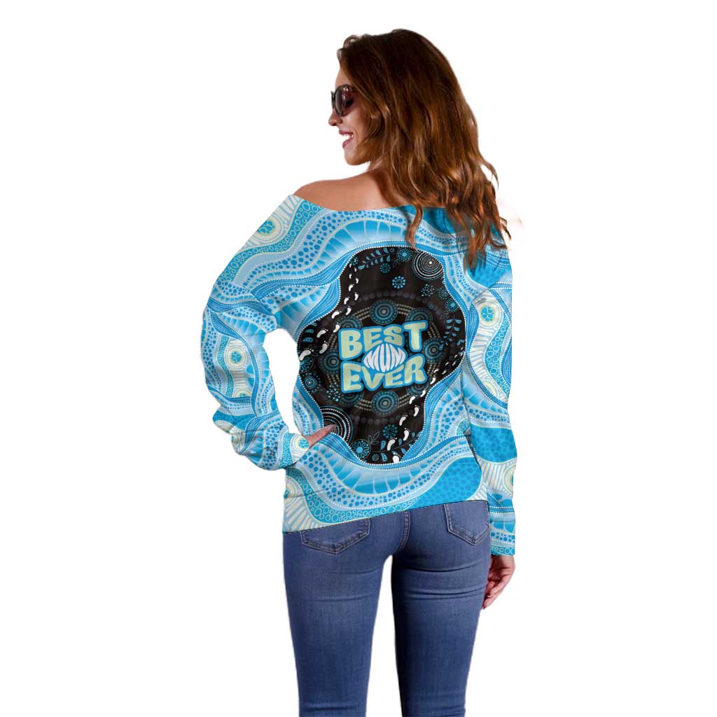 Australia Mother's Day Off Shoulder Sweater Best Mum Ever Blue Version