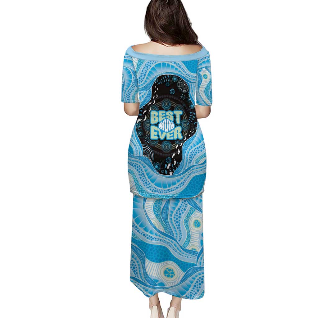 Australia Mother's Day Puletasi Best Mum Ever Blue Version