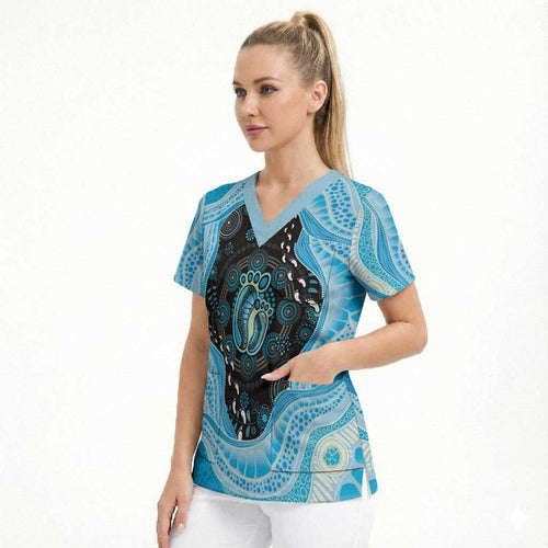 Australia Mother's Day Scrub Top Best Mum Ever Blue Version