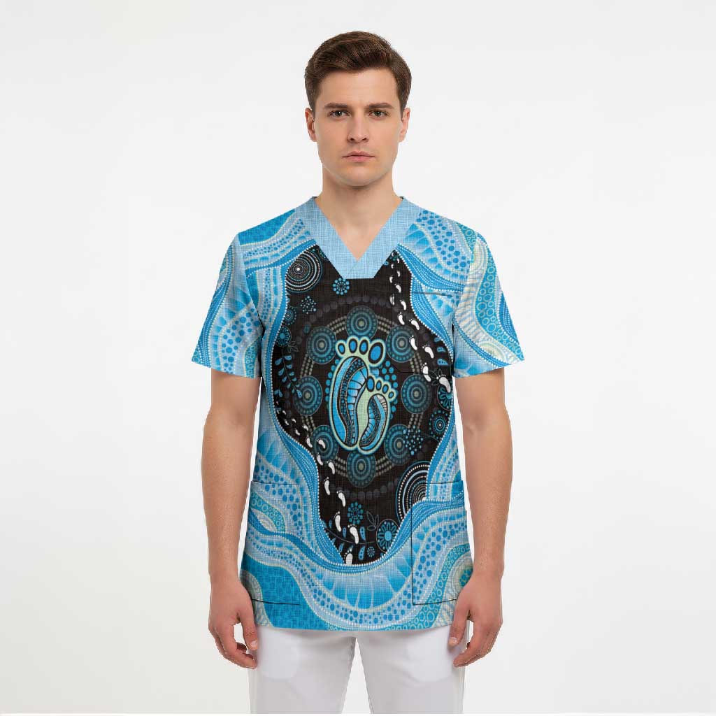 Australia Mother's Day Scrub Top Best Mum Ever Blue Version
