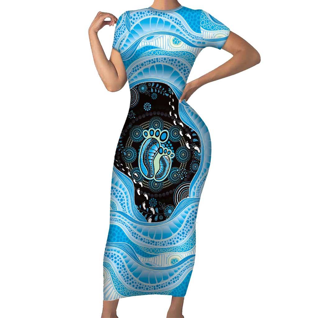 Australia Mother's Day Short Sleeve Bodycon Dress Best Mum Ever Blue Version