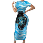 Australia Mother's Day Short Sleeve Bodycon Dress Best Mum Ever Blue Version