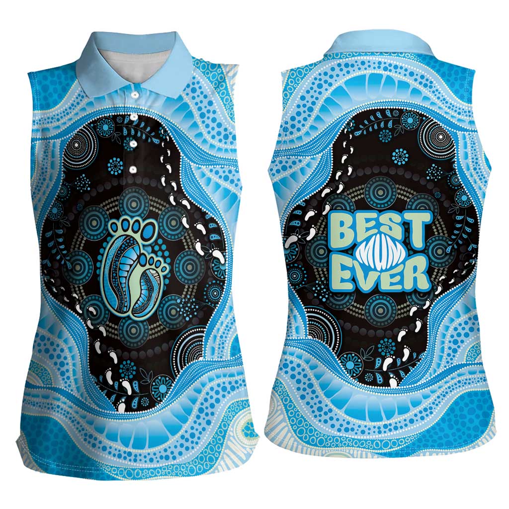 Australia Mother's Day Women Sleeveless Polo Shirt Best Mum Ever Blue Version