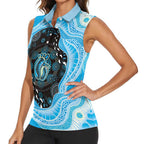 Australia Mother's Day Women Sleeveless Polo Shirt Best Mum Ever Blue Version