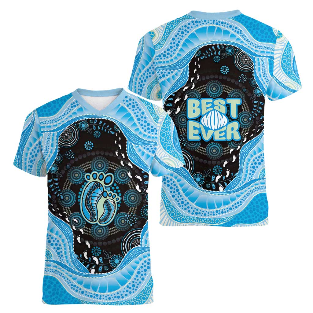 Australia Mother's Day Women V-Neck T-Shirt Best Mum Ever Blue Version
