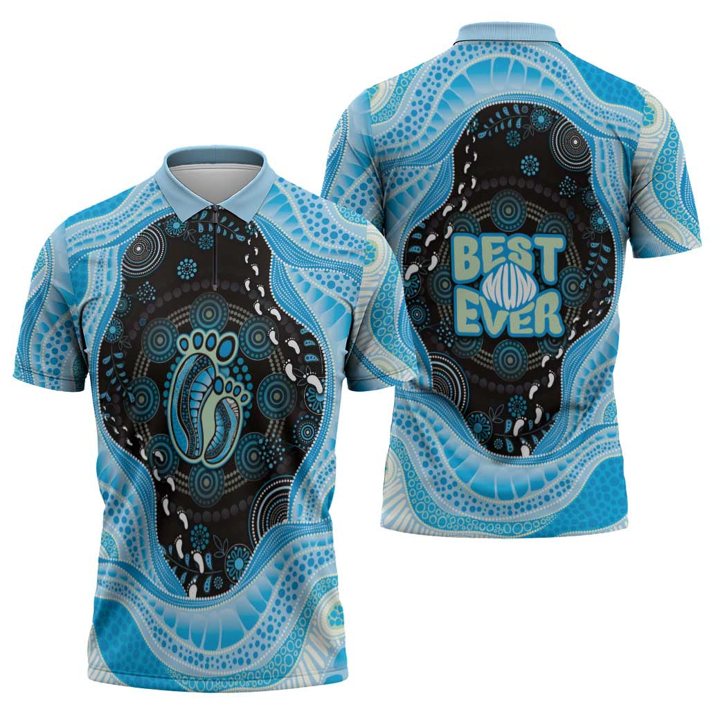 Australia Mother's Day Zipper Polo Shirt Best Mum Ever Blue Version