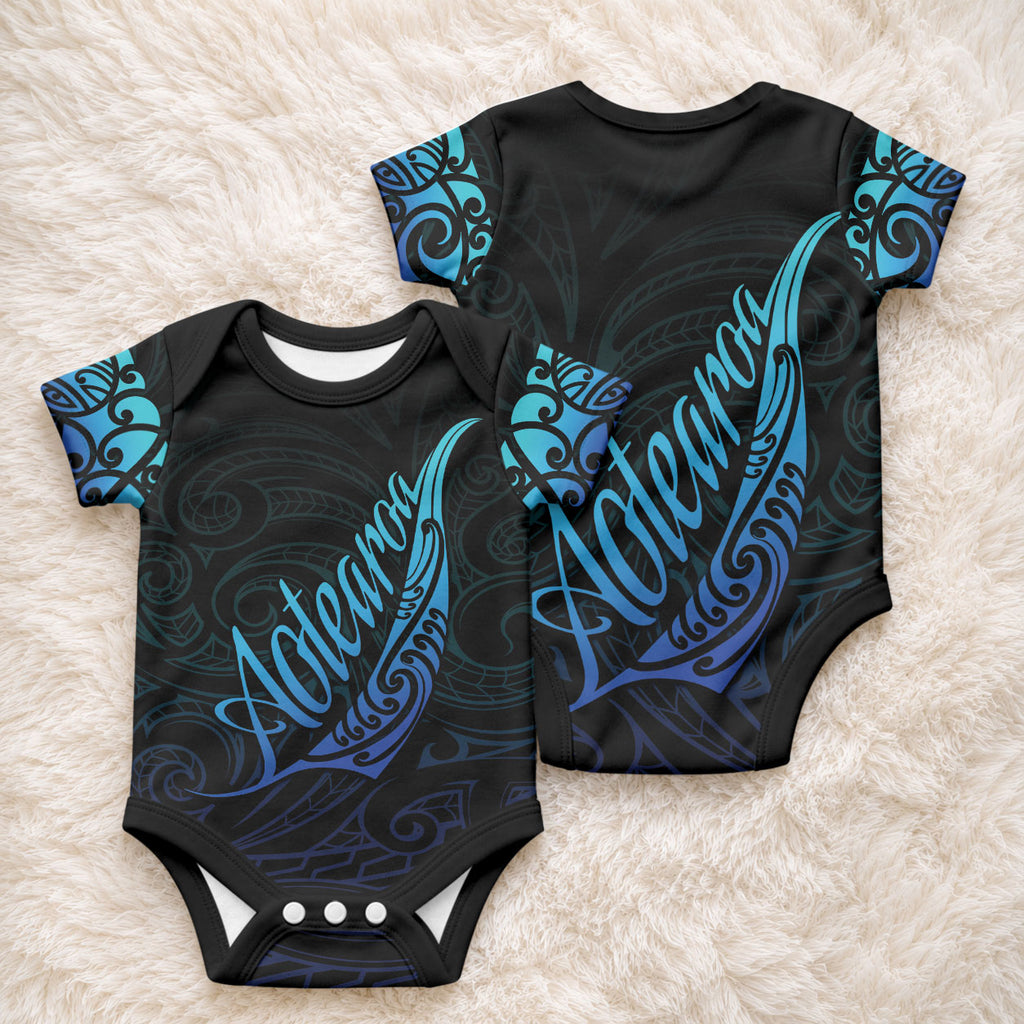 Aotearoa New Zealand Baby Onesie Koru Fern Blue Gradient