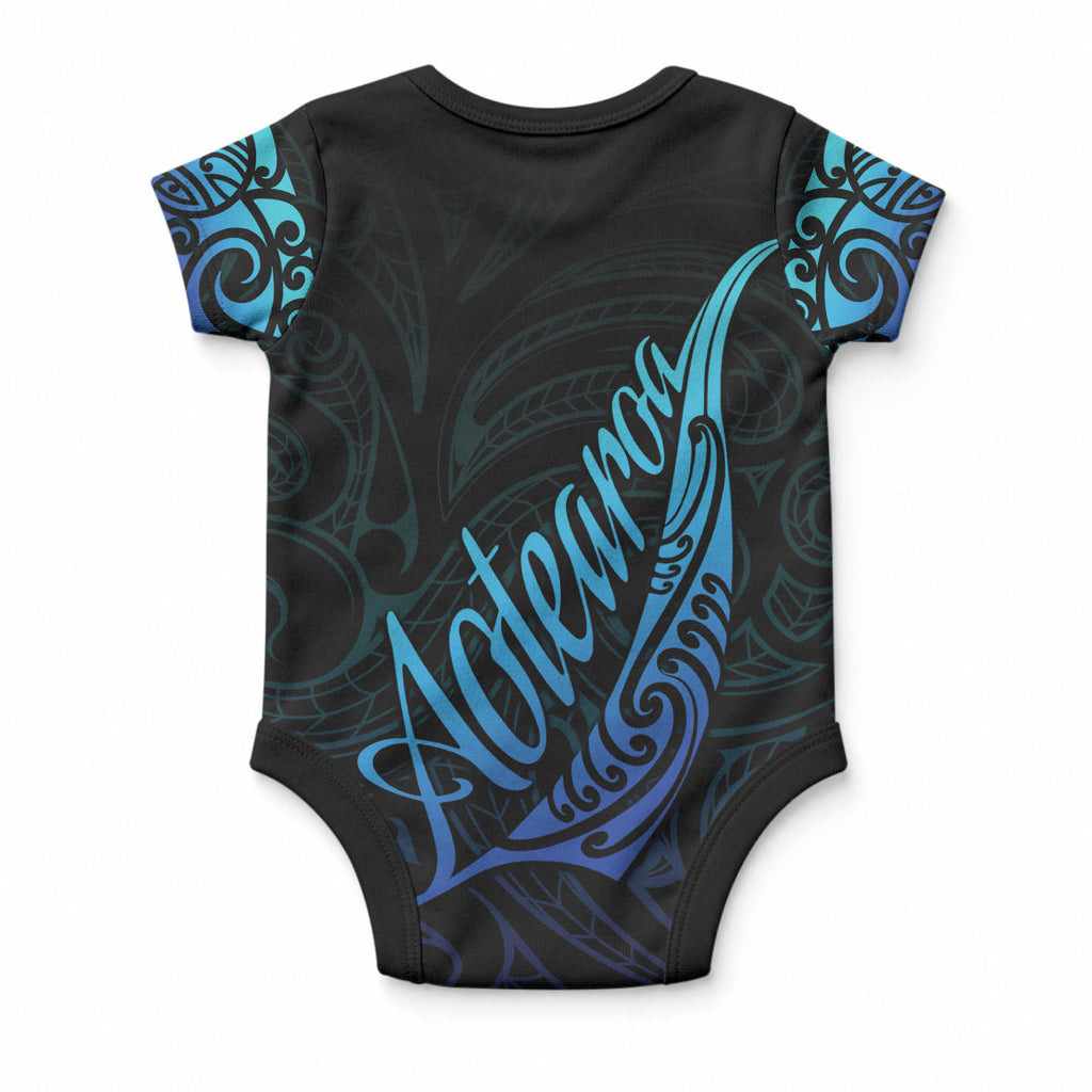 Aotearoa New Zealand Baby Onesie Koru Fern Blue Gradient