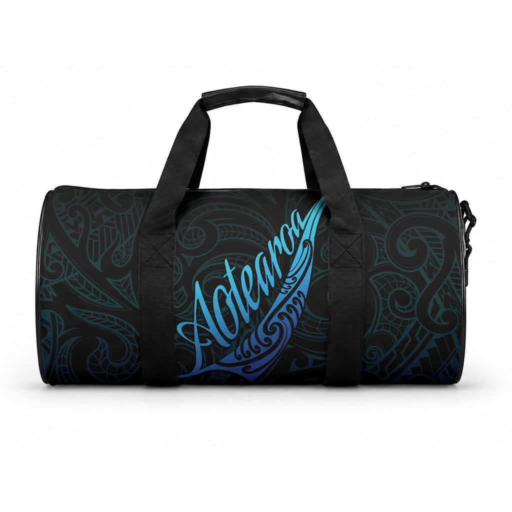 Aotearoa New Zealand Duffle Bag Koru Fern Blue Gradient
