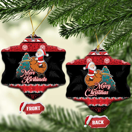 New Zealand Christmas Ceramic Ornament Funny Santa Riding Kiwi Meri Kirihimete
