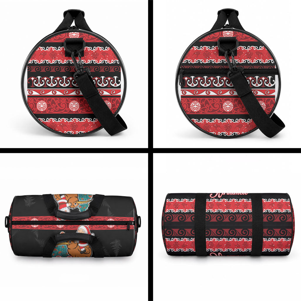 New Zealand Christmas Duffle Bag Funny Santa Riding Kiwi Meri Kirihimete