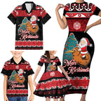 New Zealand Christmas Family Matching Short Sleeve Bodycon Dress and Hawaiian Shirt Funny Santa Riding Kiwi Meri Kirihimete