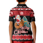 New Zealand Christmas Kid Polo Shirt Funny Santa Riding Kiwi Meri Kirihimete