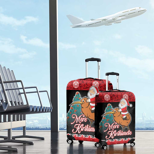 New Zealand Christmas Luggage Cover Funny Santa Riding Kiwi Meri Kirihimete