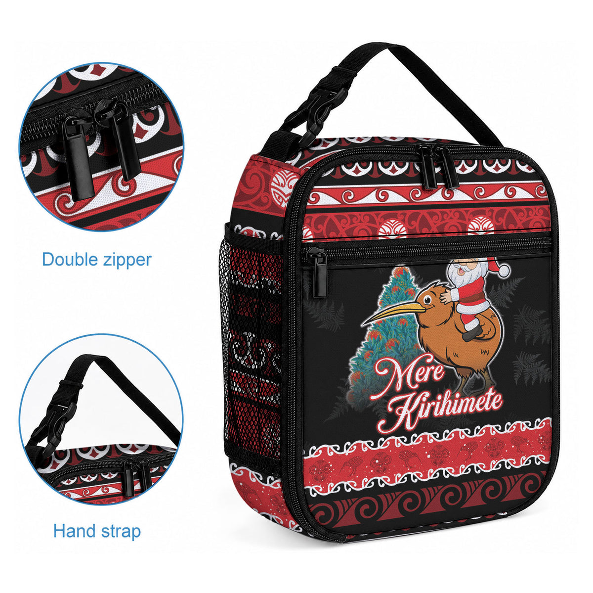 New Zealand Christmas Lunch Bag Funny Santa Riding Kiwi Meri Kirihimete