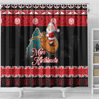 New Zealand Christmas Shower Curtain Funny Santa Riding Kiwi Meri Kirihimete