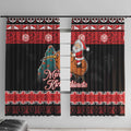 New Zealand Christmas Window Curtain Funny Santa Riding Kiwi Meri Kirihimete