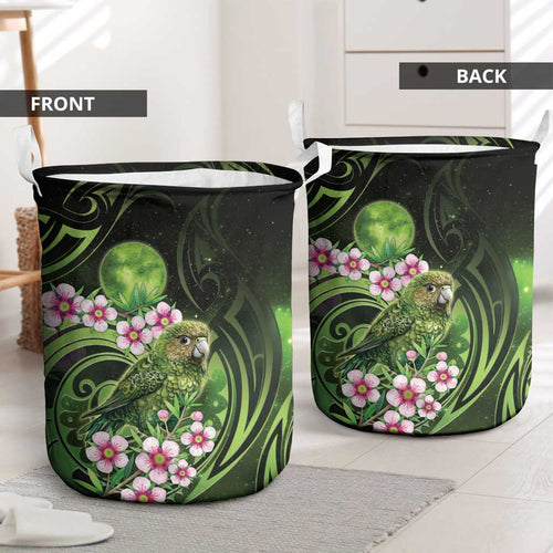 New Zealand Aotearoa Kakapo Laundry Basket Maori Pattern With Manuka Galaxy Style - Aussie Hoodie