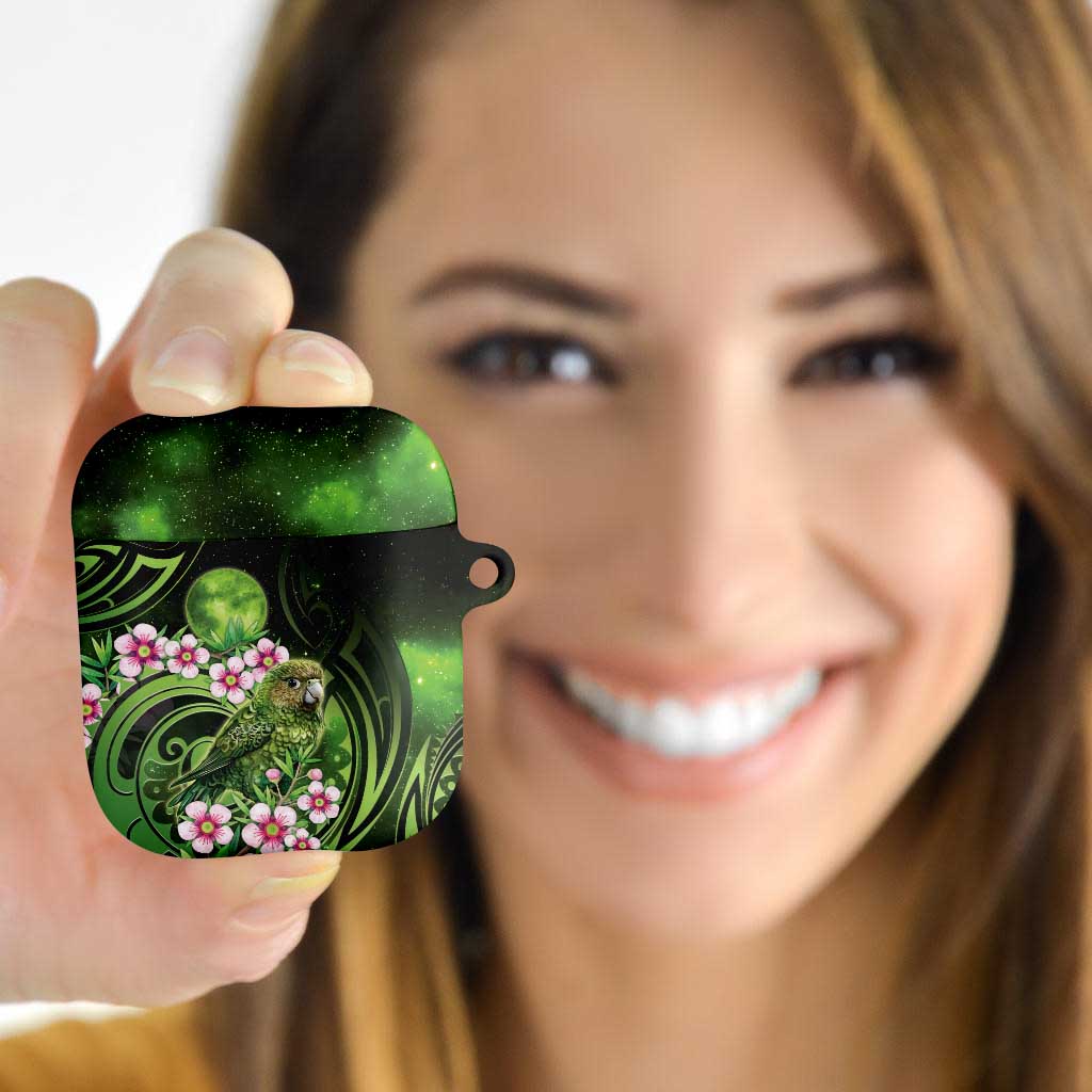 New Zealand Aotearoa Kakapo AirPods Case Maori Pattern With Manuka Galaxy Style - Aussie Hoodie