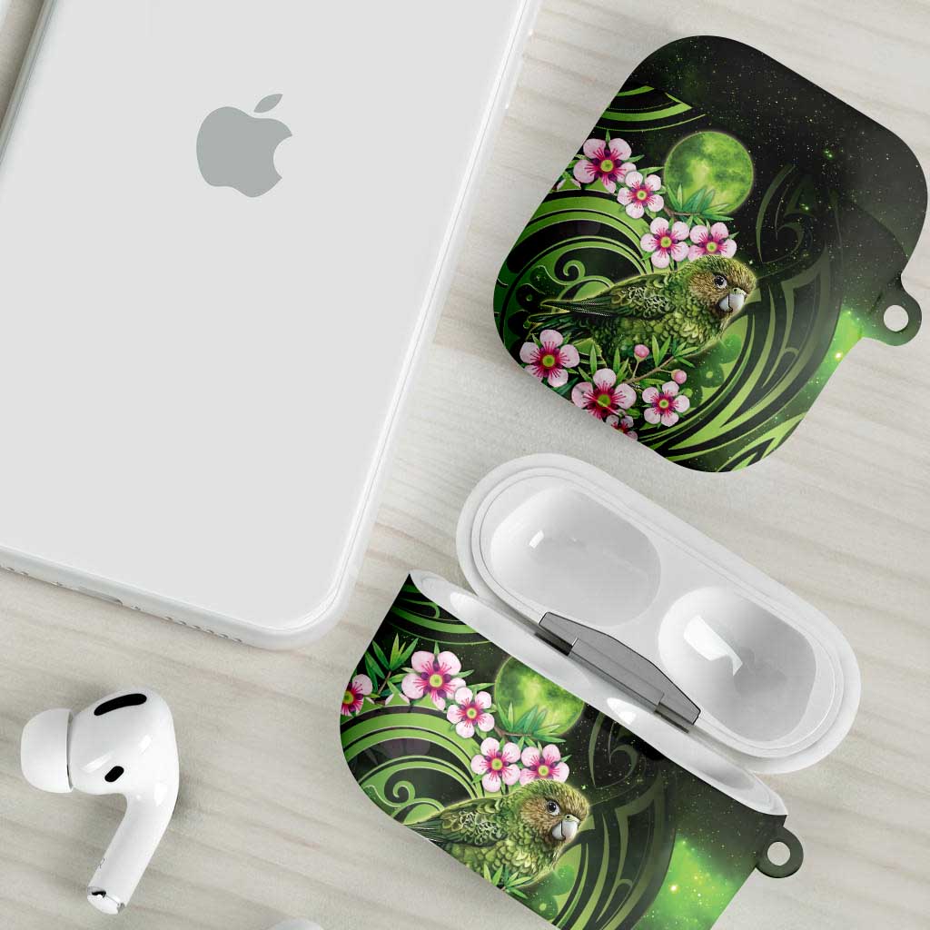 New Zealand Aotearoa Kakapo AirPods Case Maori Pattern With Manuka Galaxy Style - Aussie Hoodie