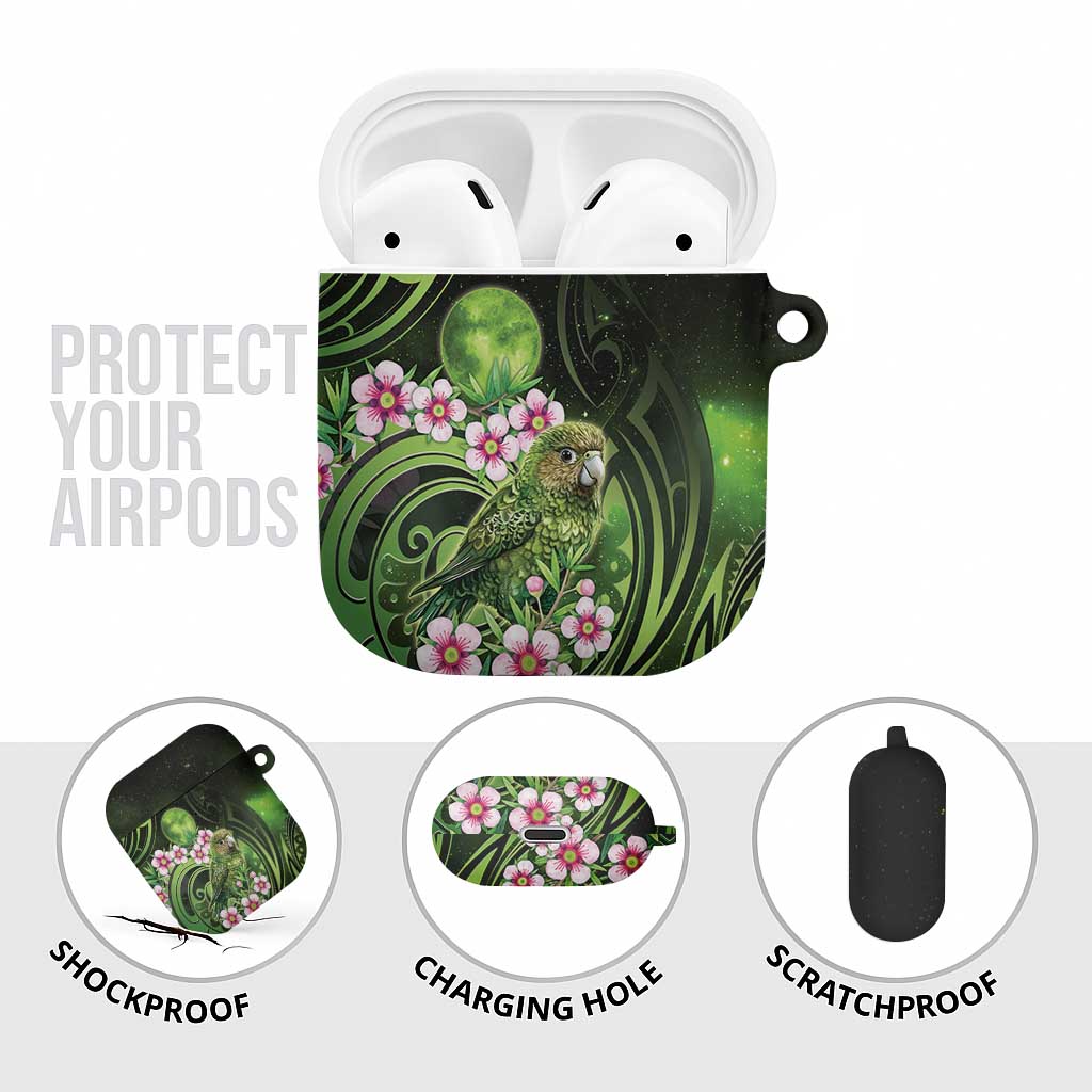 New Zealand Aotearoa Kakapo AirPods Case Maori Pattern With Manuka Galaxy Style - Aussie Hoodie