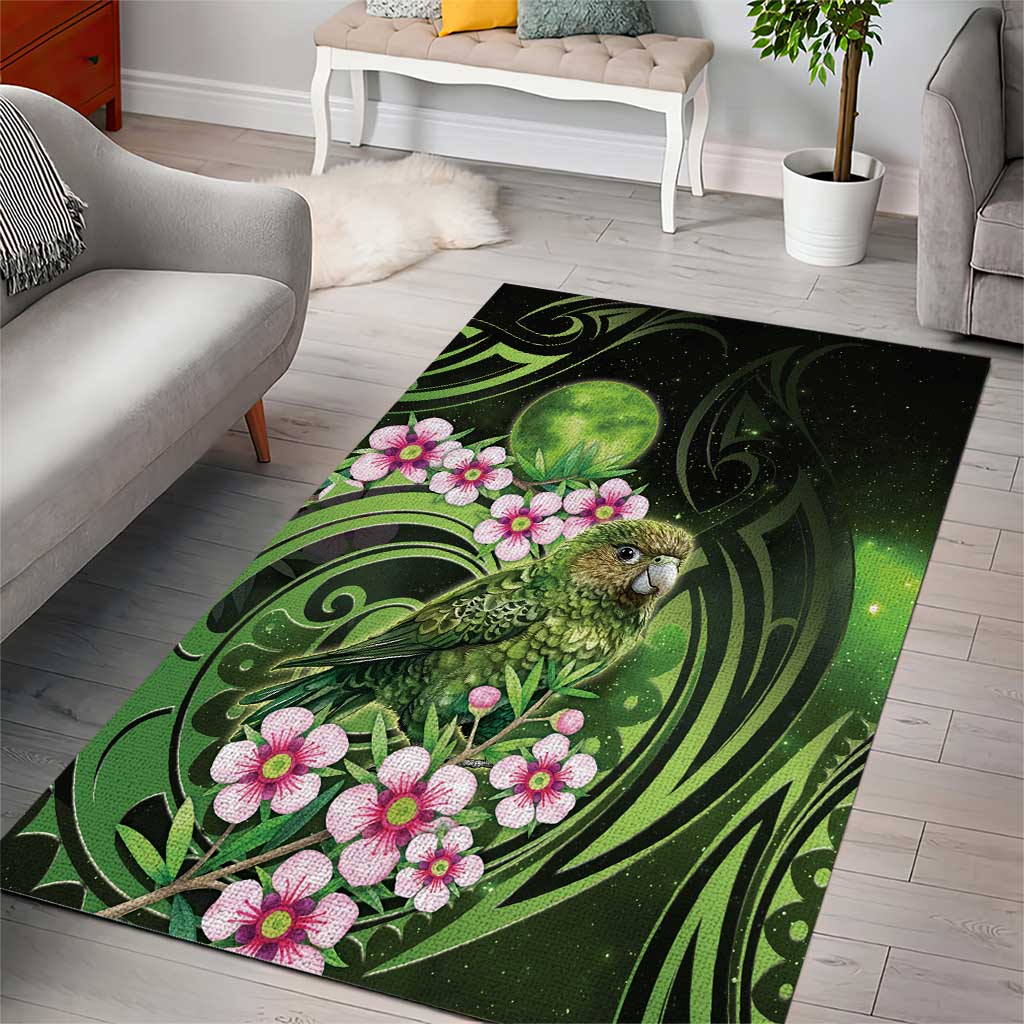 New Zealand Aotearoa Kakapo Area Rug Maori Pattern With Manuka Galaxy Style - Aussie Hoodie