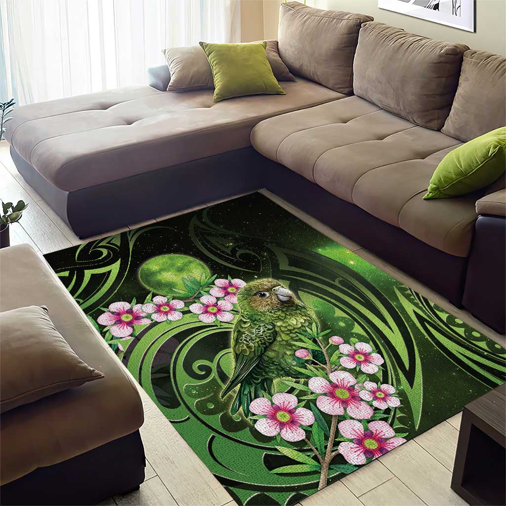 New Zealand Aotearoa Kakapo Area Rug Maori Pattern With Manuka Galaxy Style - Aussie Hoodie