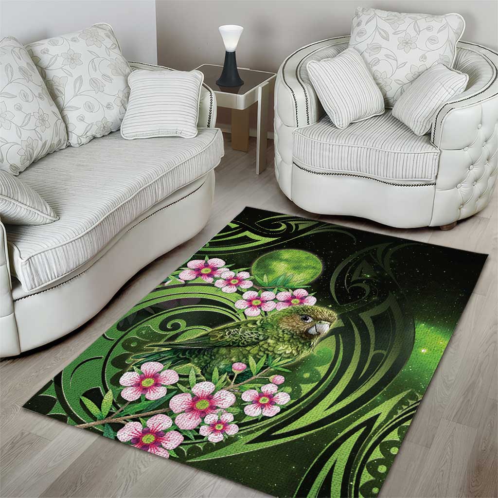 New Zealand Aotearoa Kakapo Area Rug Maori Pattern With Manuka Galaxy Style - Aussie Hoodie