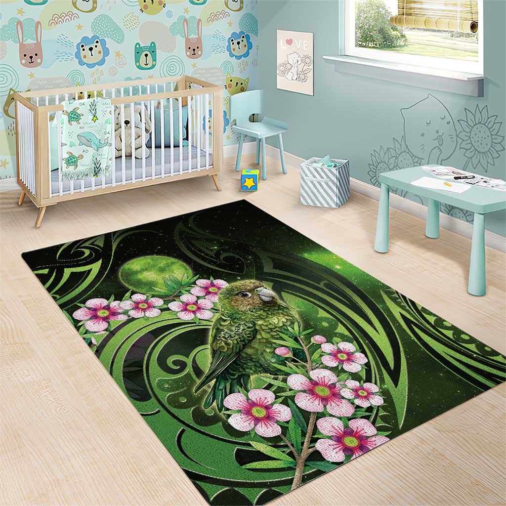 New Zealand Aotearoa Kakapo Area Rug Maori Pattern With Manuka Galaxy Style - Aussie Hoodie