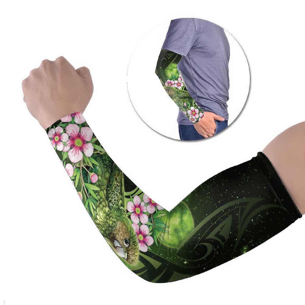 New Zealand Aotearoa Kakapo Arm Sleeves Maori Pattern With Manuka Galaxy Style - Aussie Hoodie