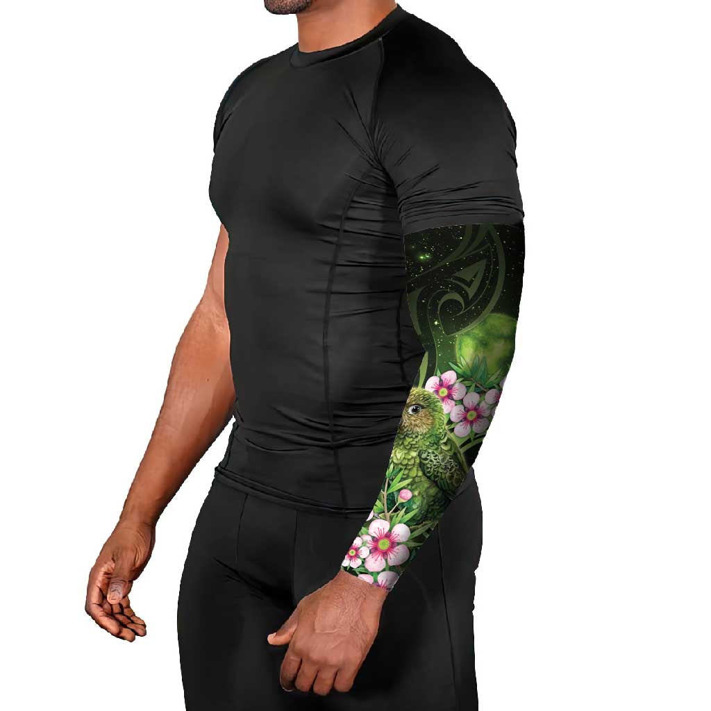 New Zealand Aotearoa Kakapo Arm Sleeves Maori Pattern With Manuka Galaxy Style - Aussie Hoodie