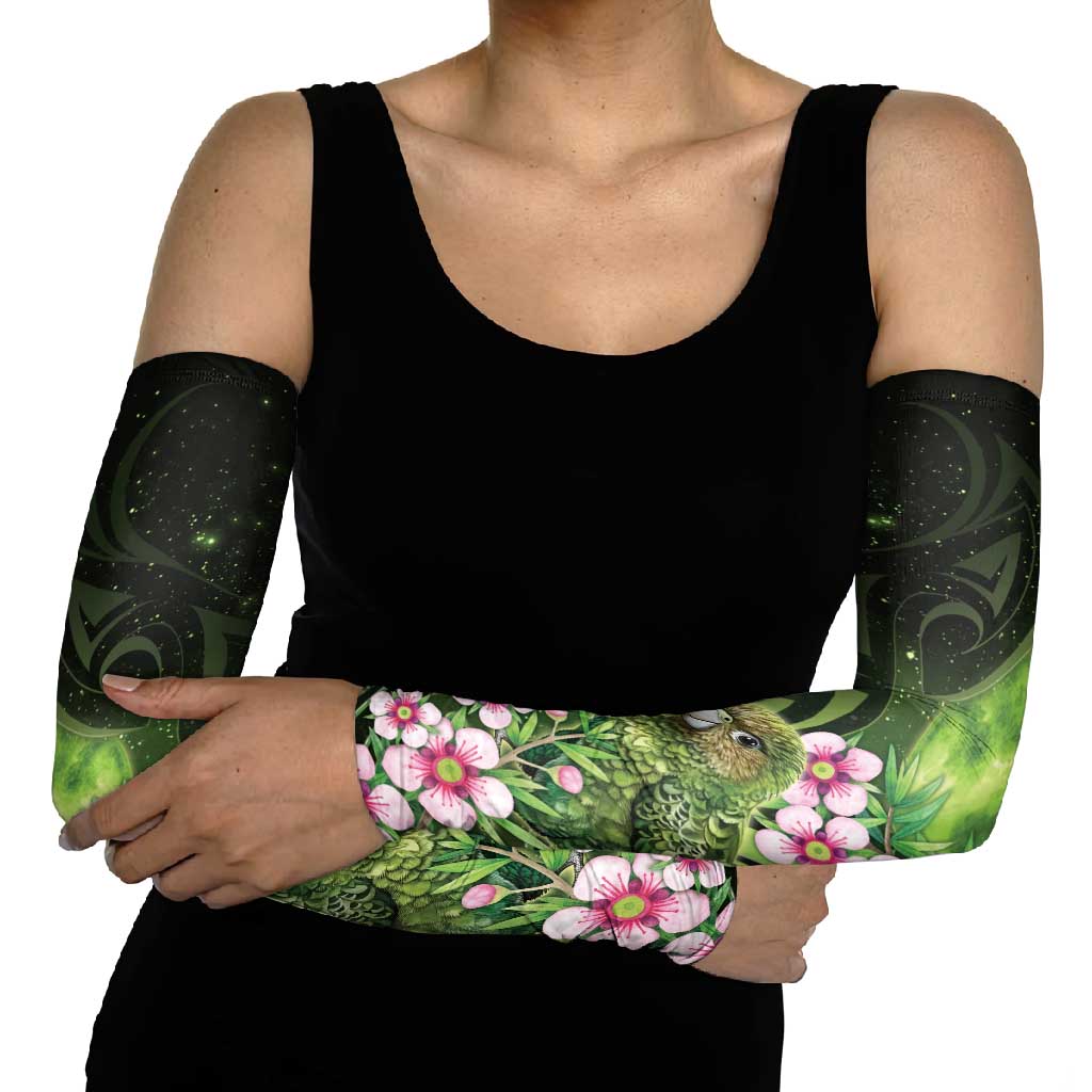 New Zealand Aotearoa Kakapo Arm Sleeves Maori Pattern With Manuka Galaxy Style - Aussie Hoodie