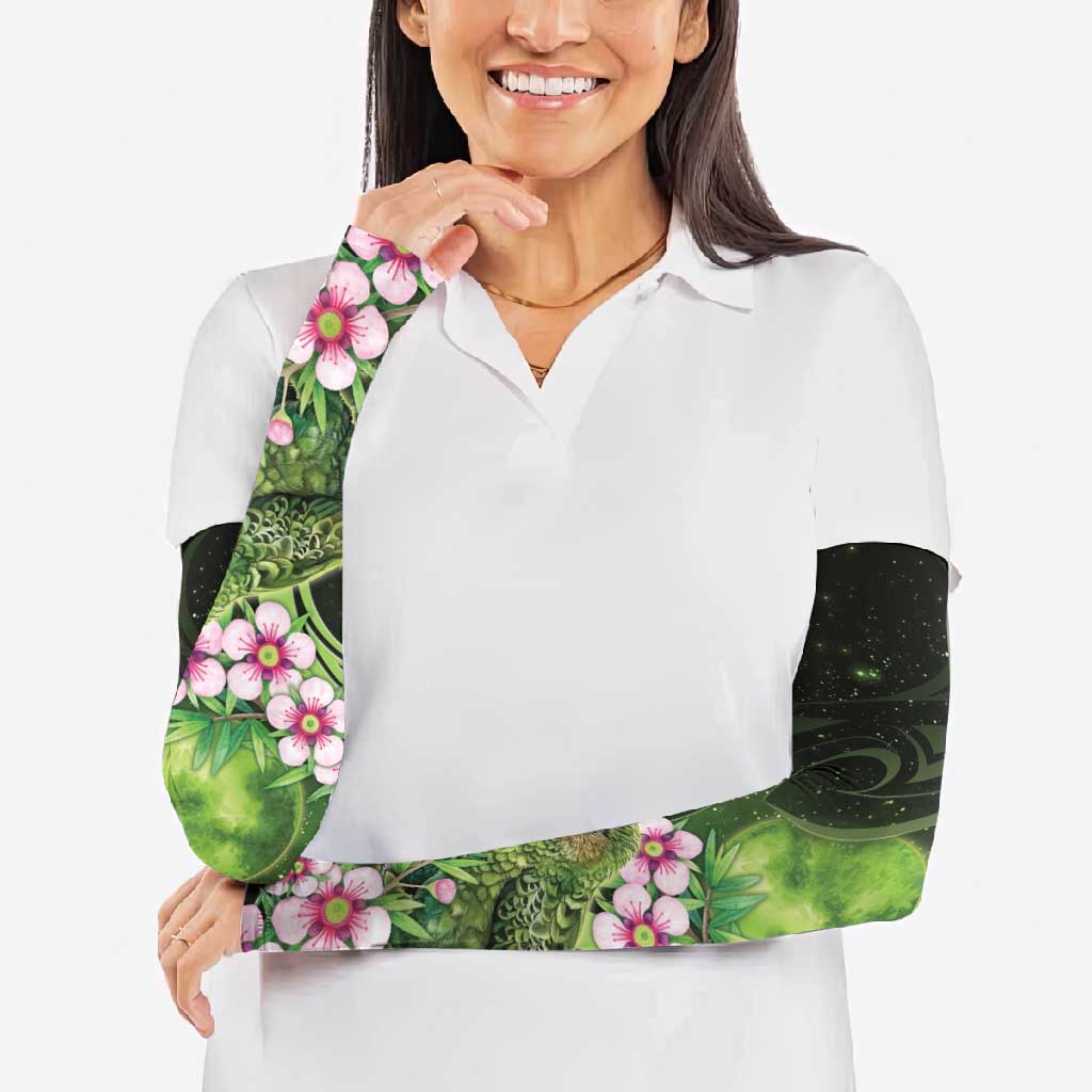 New Zealand Aotearoa Kakapo Arm Sleeves Maori Pattern With Manuka Galaxy Style - Aussie Hoodie