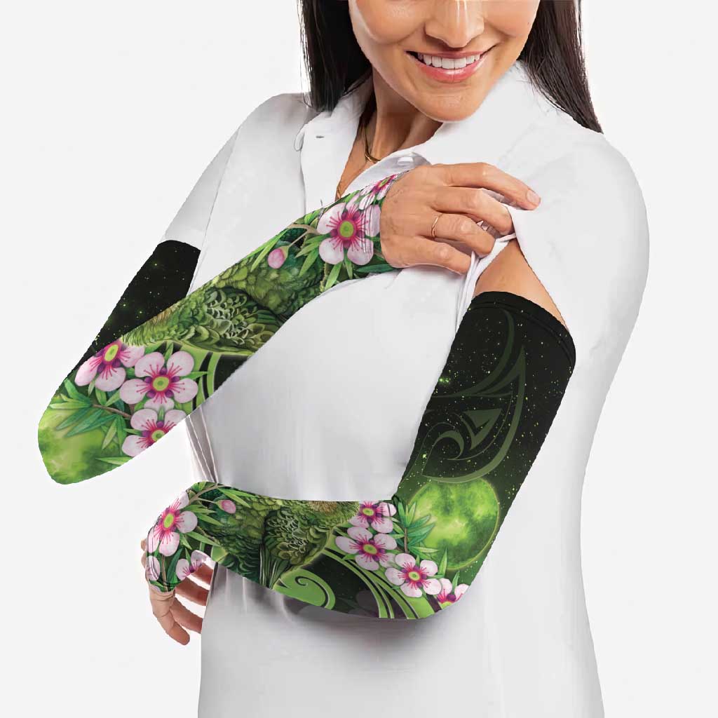 New Zealand Aotearoa Kakapo Arm Sleeves Maori Pattern With Manuka Galaxy Style - Aussie Hoodie