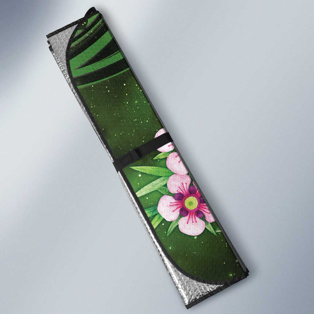 New Zealand Aotearoa Kakapo Auto Sun Shade Maori Pattern With Manuka Galaxy Style - Aussie Hoodie